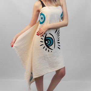 ICONIUM Luxury evil eye printed, muslin Peshtemal for women
